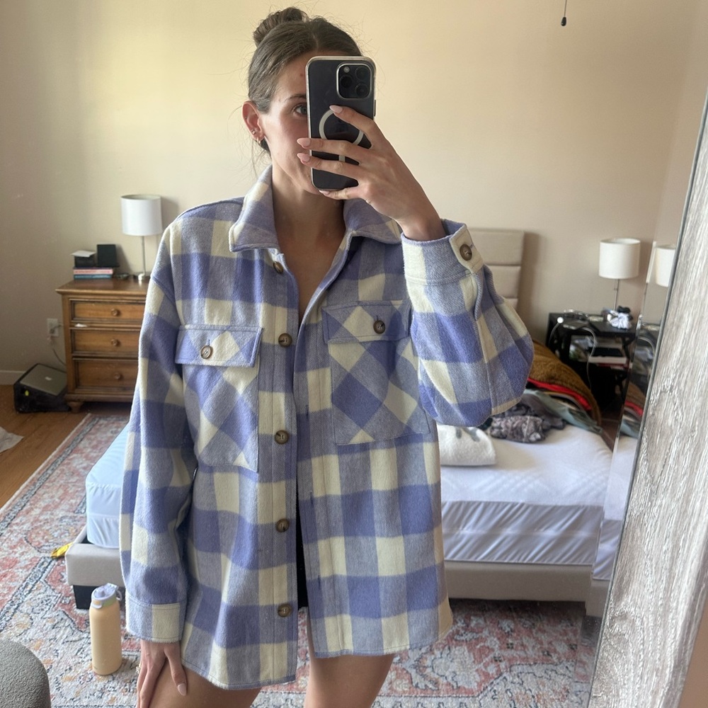 Wild Fable Purple & Cream Plaid Shacket